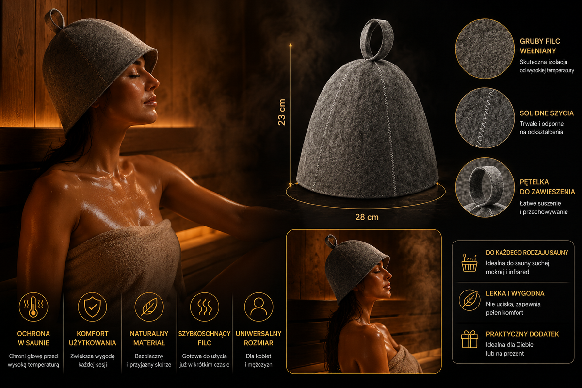 Czapka Do Sauny Secret Form® Filc Wełniany