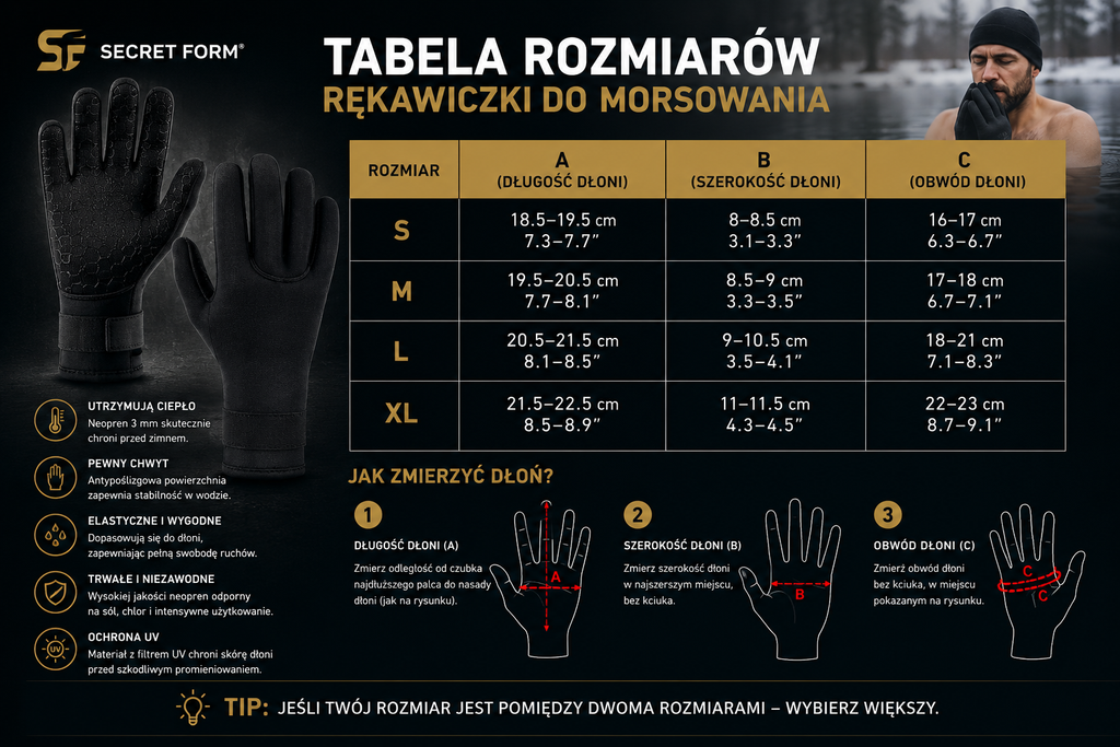 Rękawiczki Neoprenowe 3 mm Do Morsowania Secret Form®