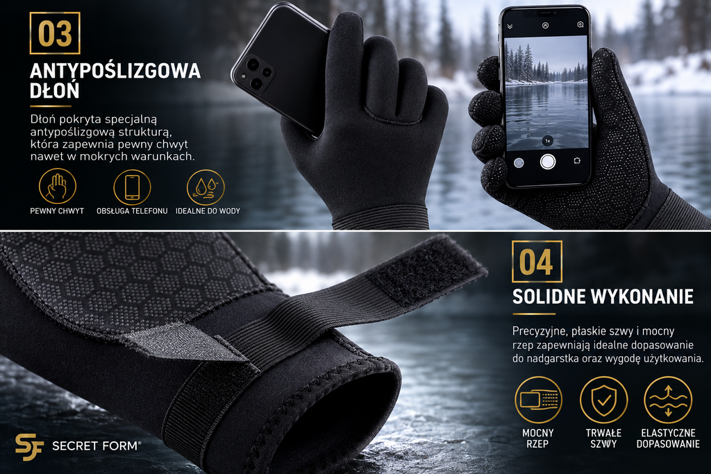 Rękawiczki Neoprenowe 3 mm Do Morsowania Secret Form®