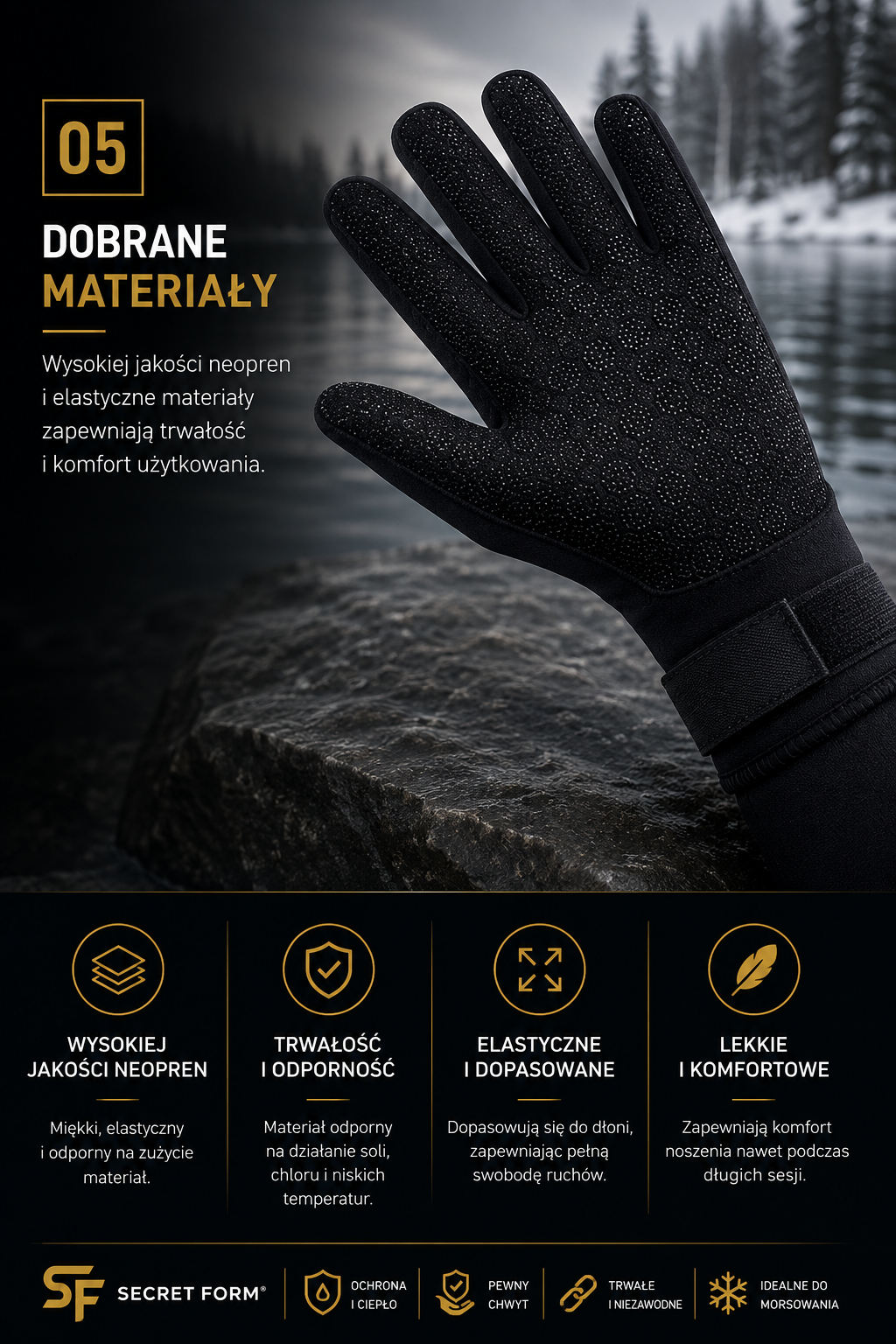 Rękawiczki Neoprenowe 3 mm Do Morsowania Secret Form®