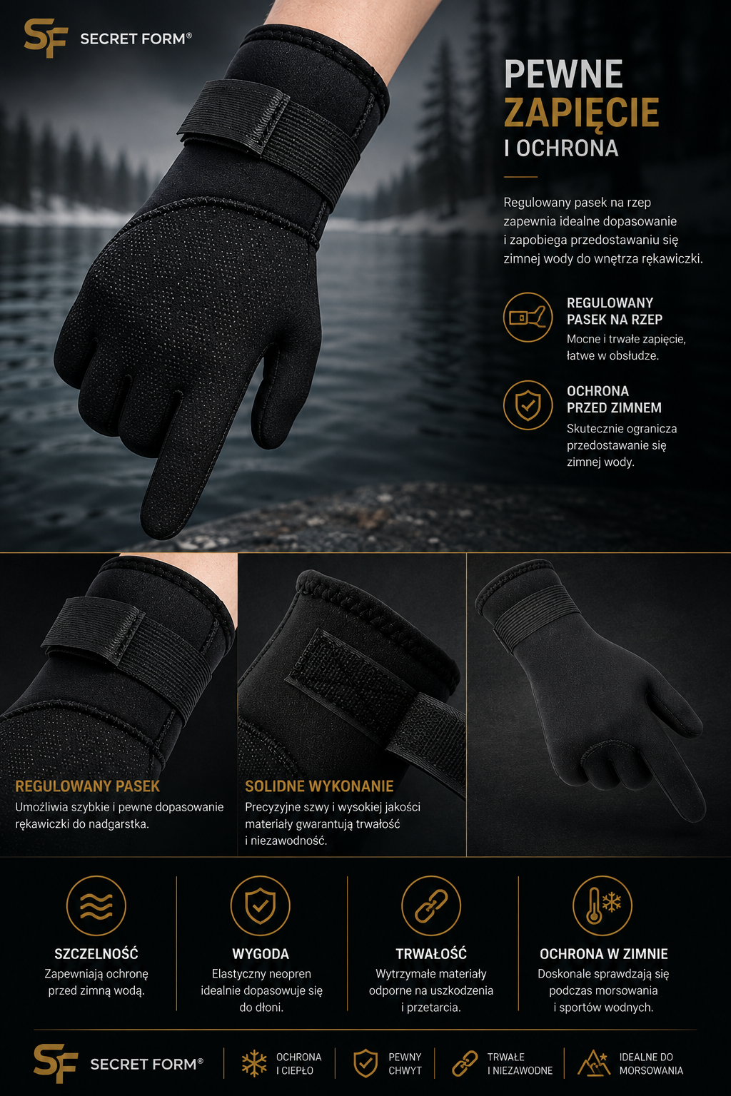 Rękawiczki Neoprenowe 3 mm Do Morsowania Secret Form®