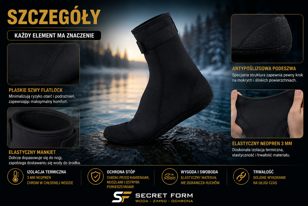 Skarpety Neoprenowe 3 mm Do Morsowania Secret Form®